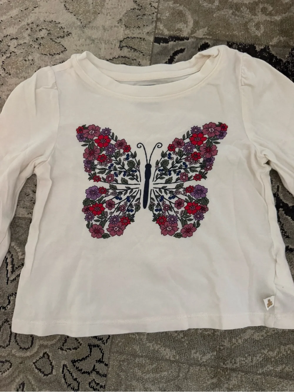 GAP Girls' Long-Sleeve Tees - White, Navy & Pink Accents